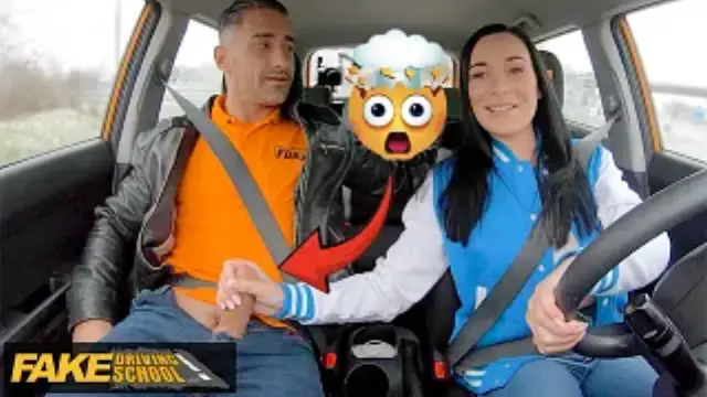 Fake Driving School - Driving Lesson Turns Into Sloppy Blowjob Big Ass Pussy Ride and Cum on Wet Pussy
